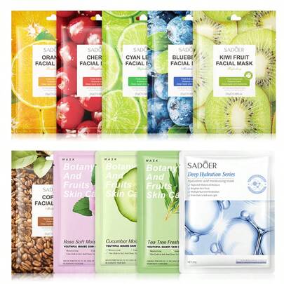 cheap  Masks . buy and sale China, Europe, Turkey, German in wholesale prices Cameroon.                                                                        Get the ultimate home spa experience with the SADOER Mask Collection! This all-in-one bundle includes refreshing fruit and botanical facial sheet masks , nourishing Caviar Essence eye 